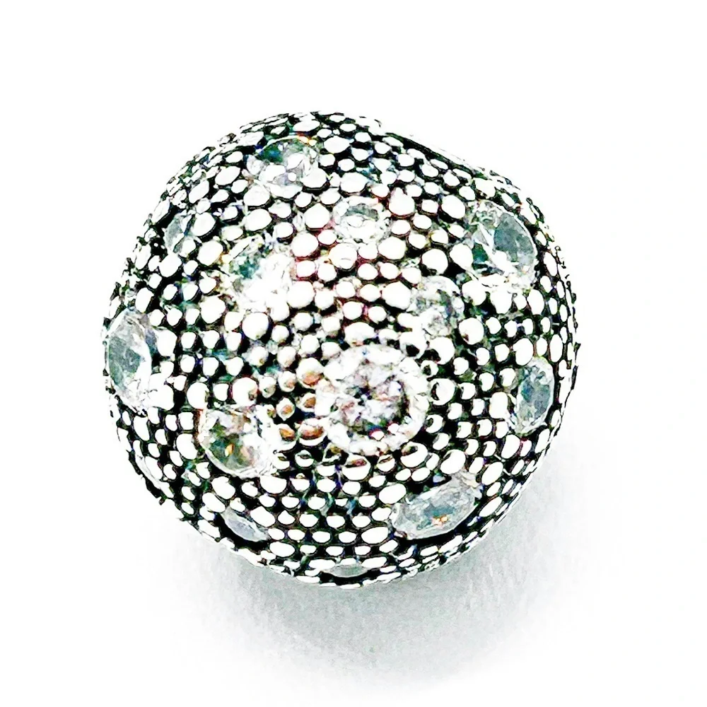 NWOT Pandora moments compatible white zirconia clasp charm, Sterling silver - Picture 1 of 9